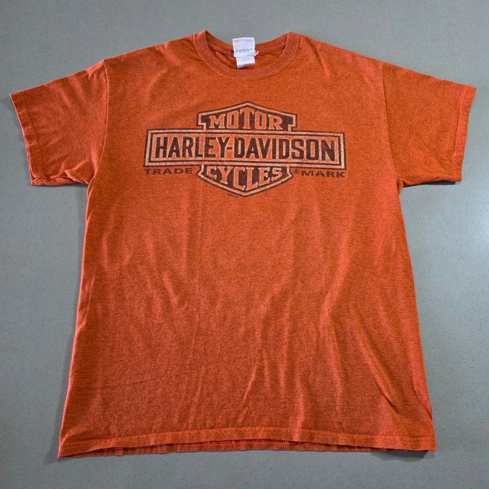 Harley-Davidson Alamo City San Antonio Texas T-Shirt Mens Large Orange Heather